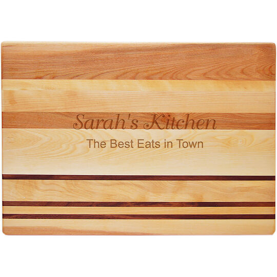 Your Choice of Text Horizon Large 20-inch Wood Cutting Board